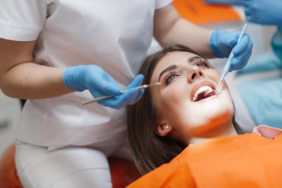 Patient during a dental procedure