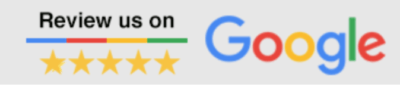 Google logo together with an image that says "Review us on" with 5 stars