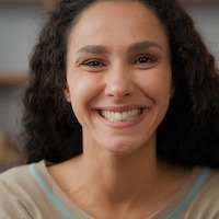 Close Up Female 30s Adult Pensive Lady Dreaming Thoughtful Hispanic Caucasian Woman Thinking Looking